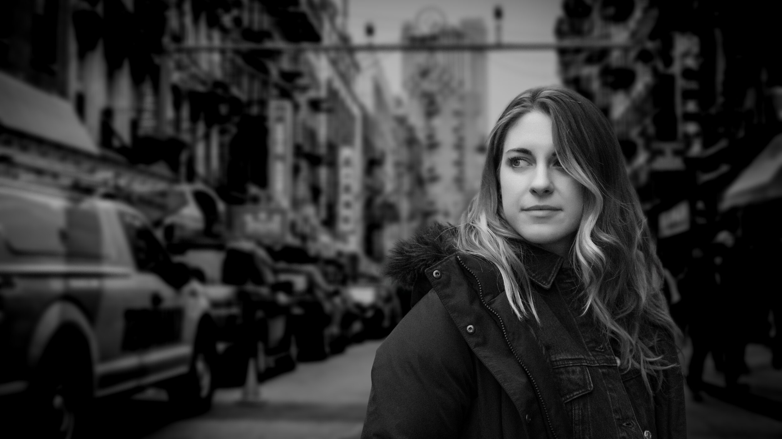 Kristin Messerli, portrait, black and white